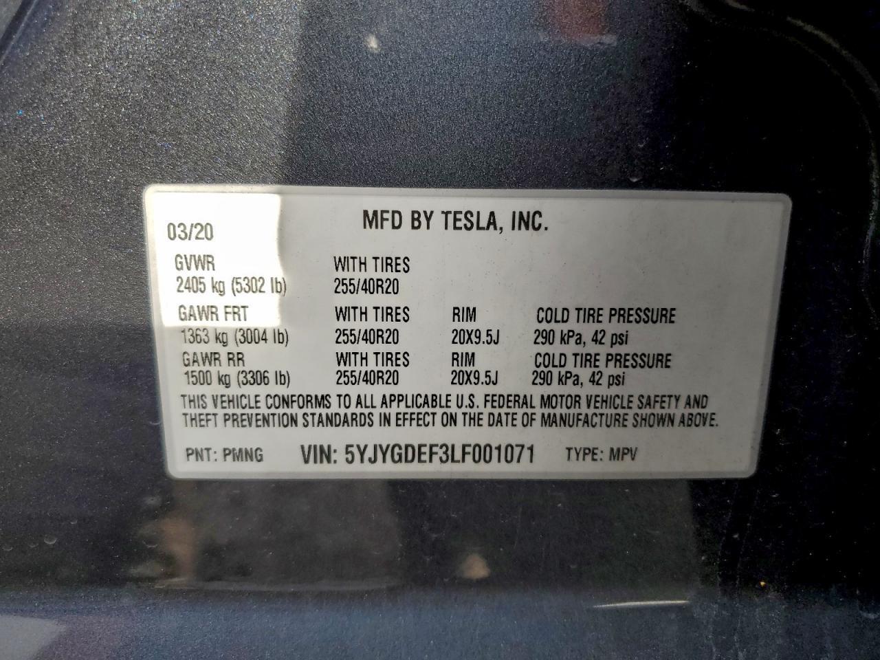 2020 TESLA MODEL Y