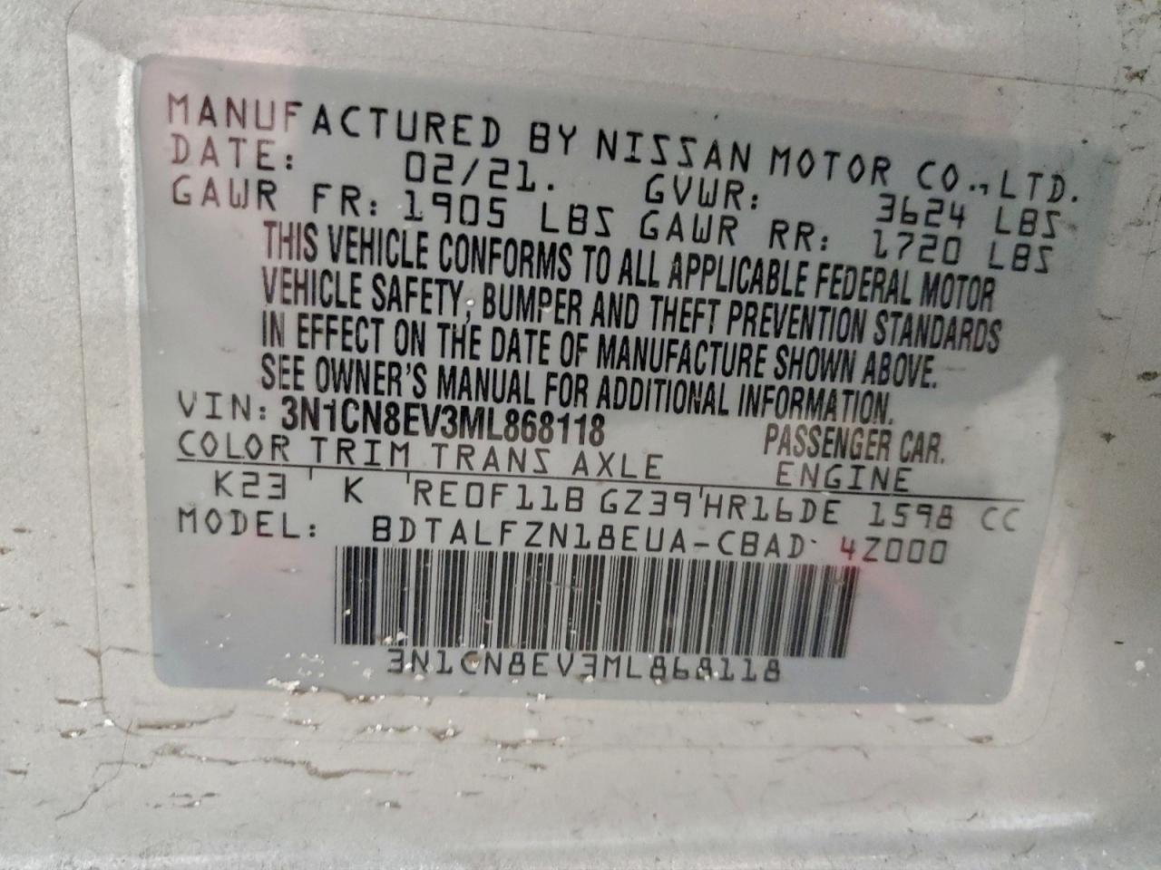 2021 NISSAN VERSA