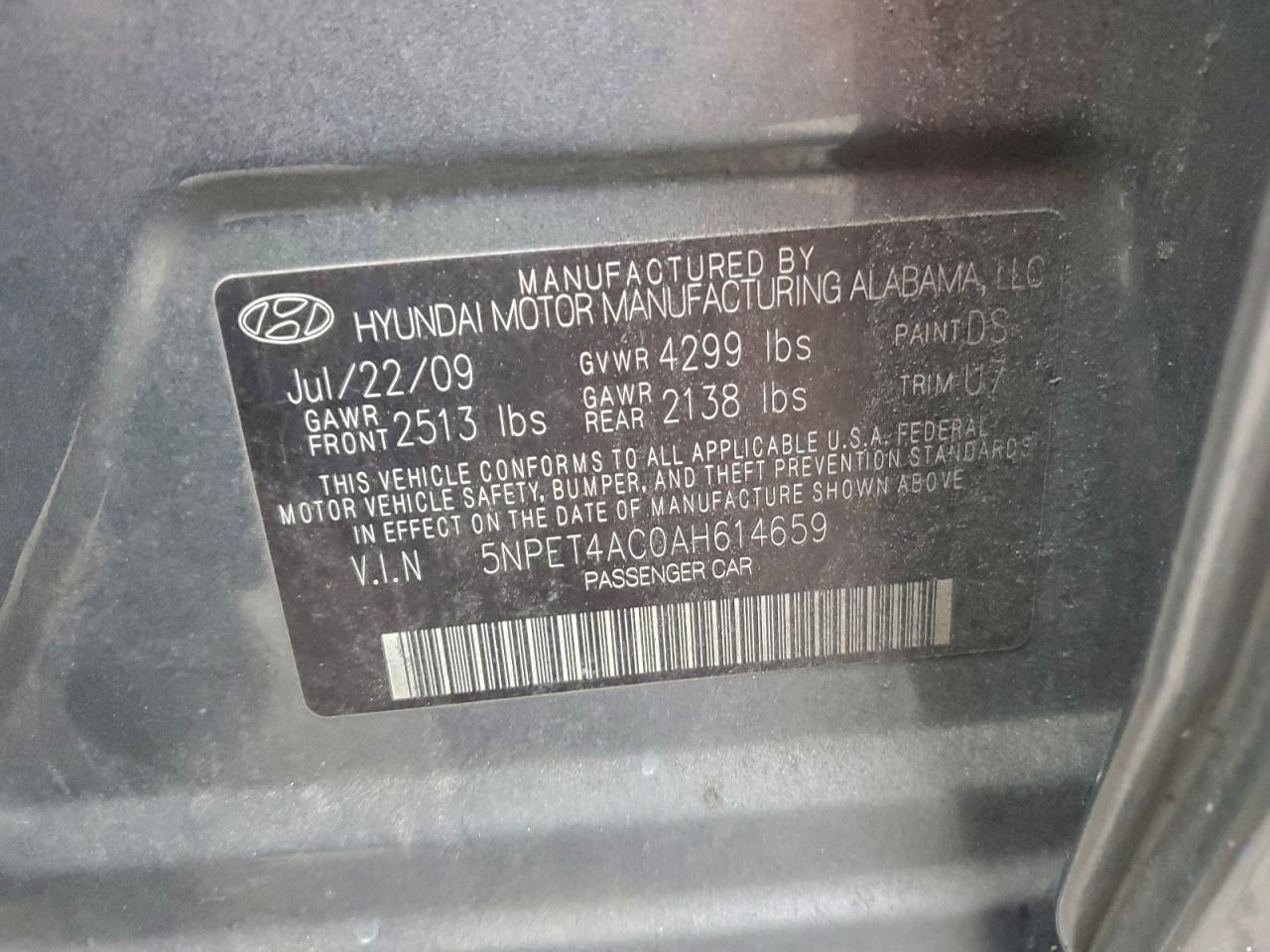 2010 HYUNDAI SONATA