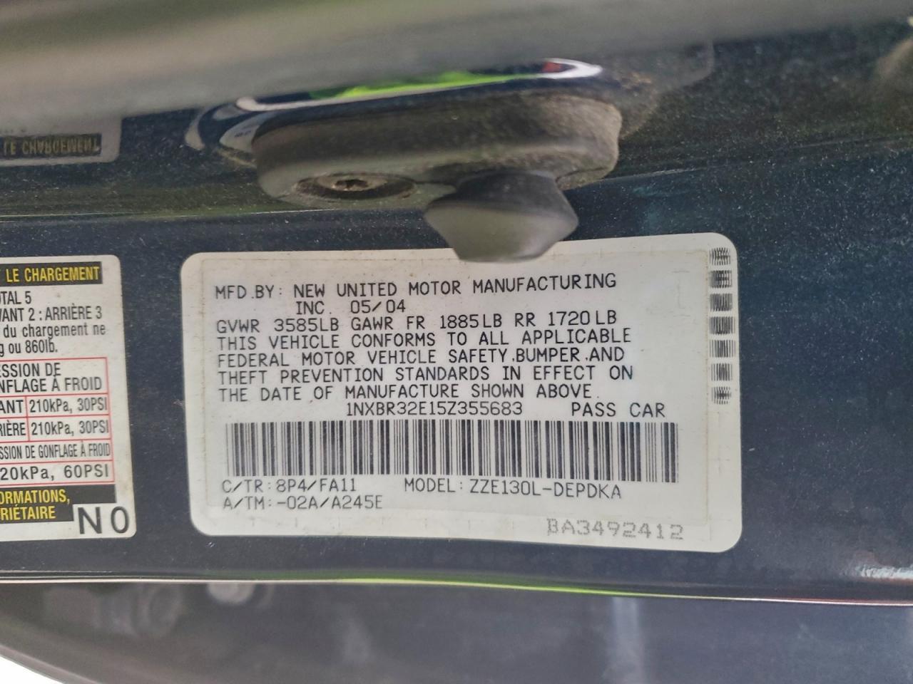 2005 TOYOTA COROLLA