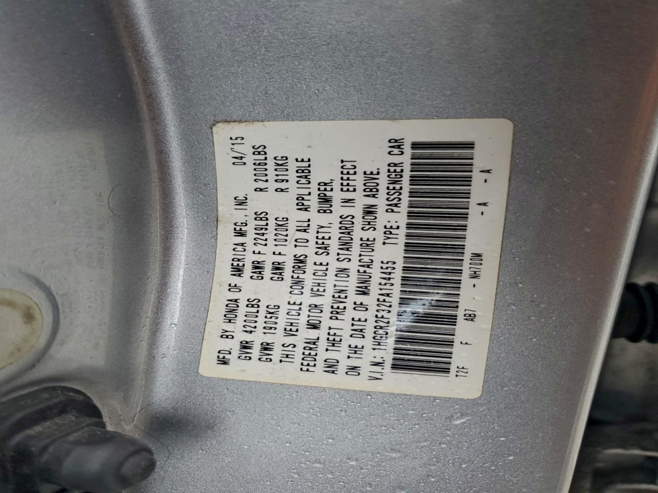 2015 HONDA ACCORD