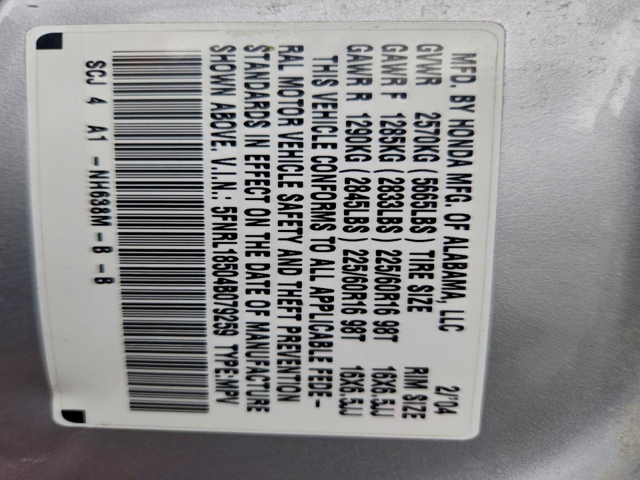2004 HONDA ODYSSEY