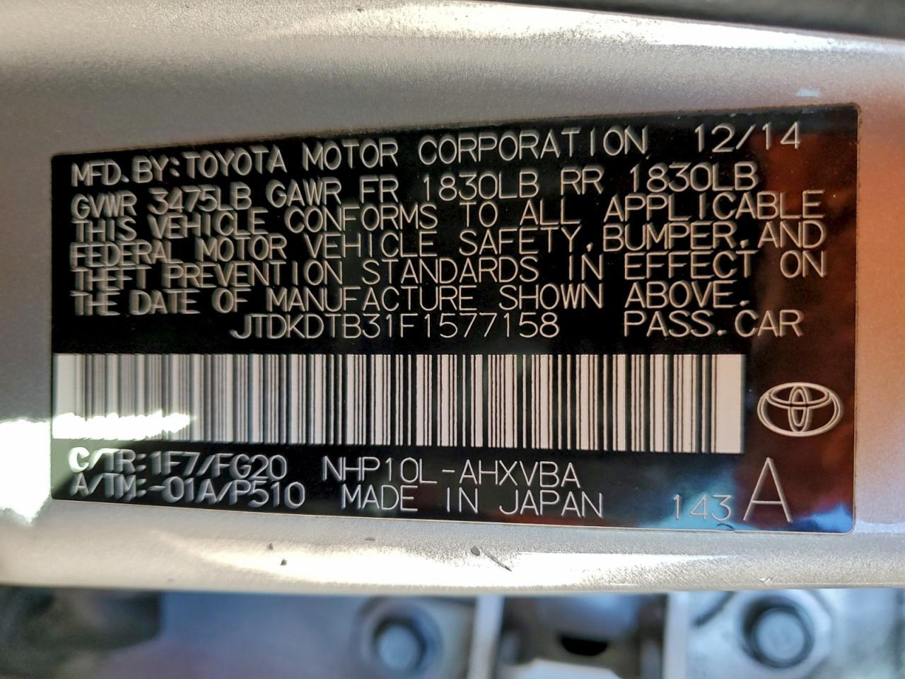 2015 TOYOTA Prius c