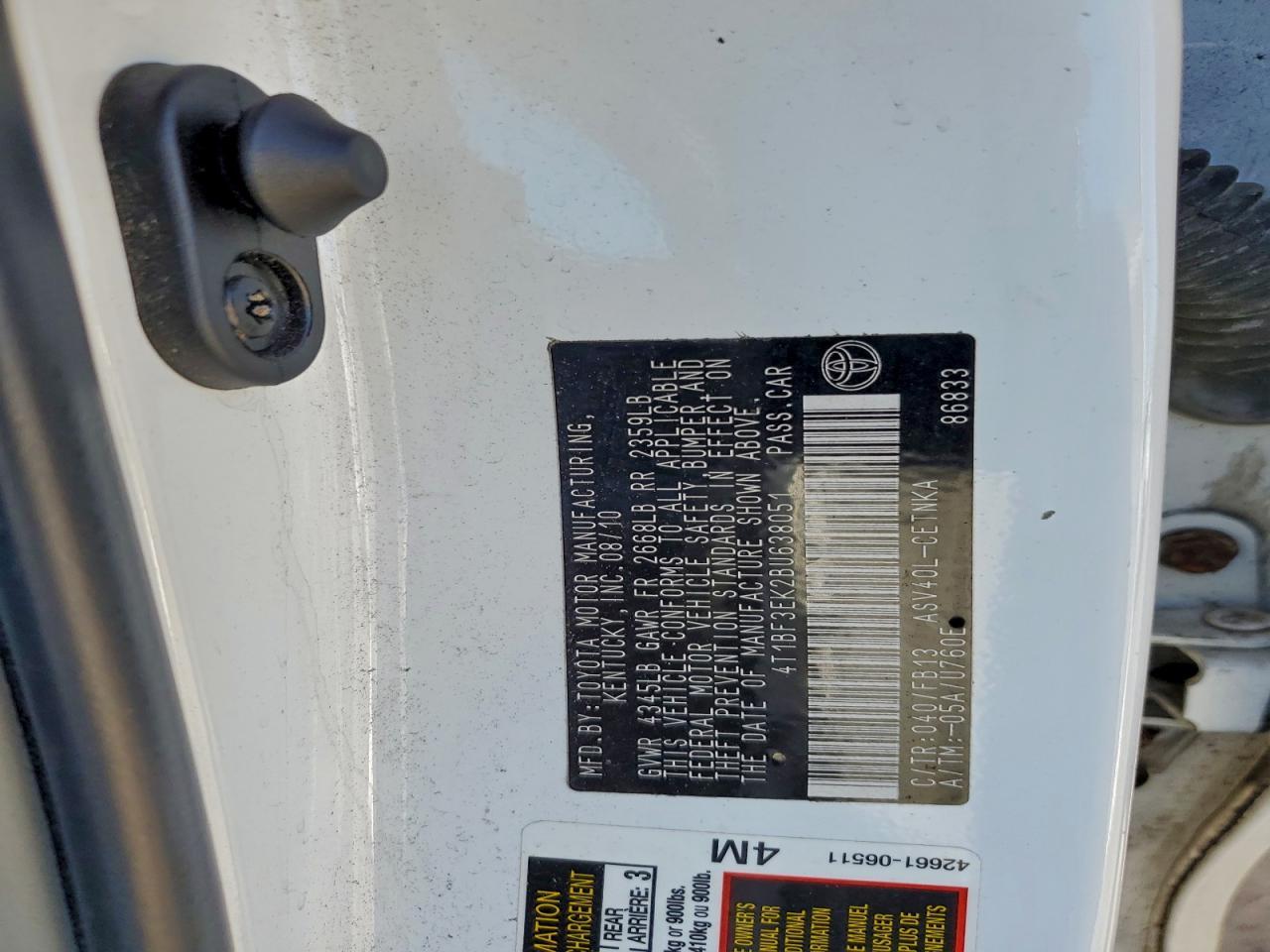 2011 TOYOTA CAMRY