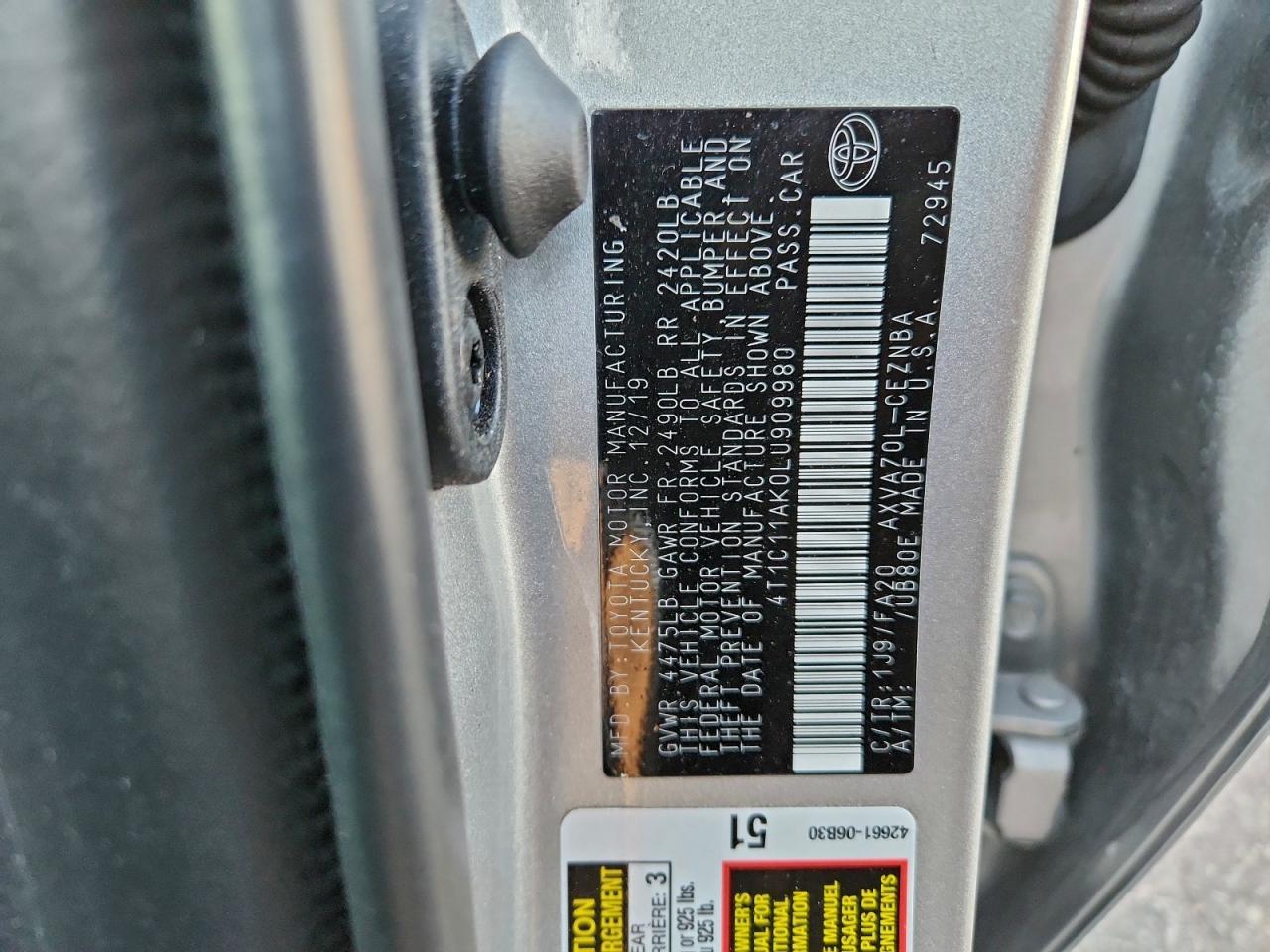 2020 TOYOTA CAMRY
