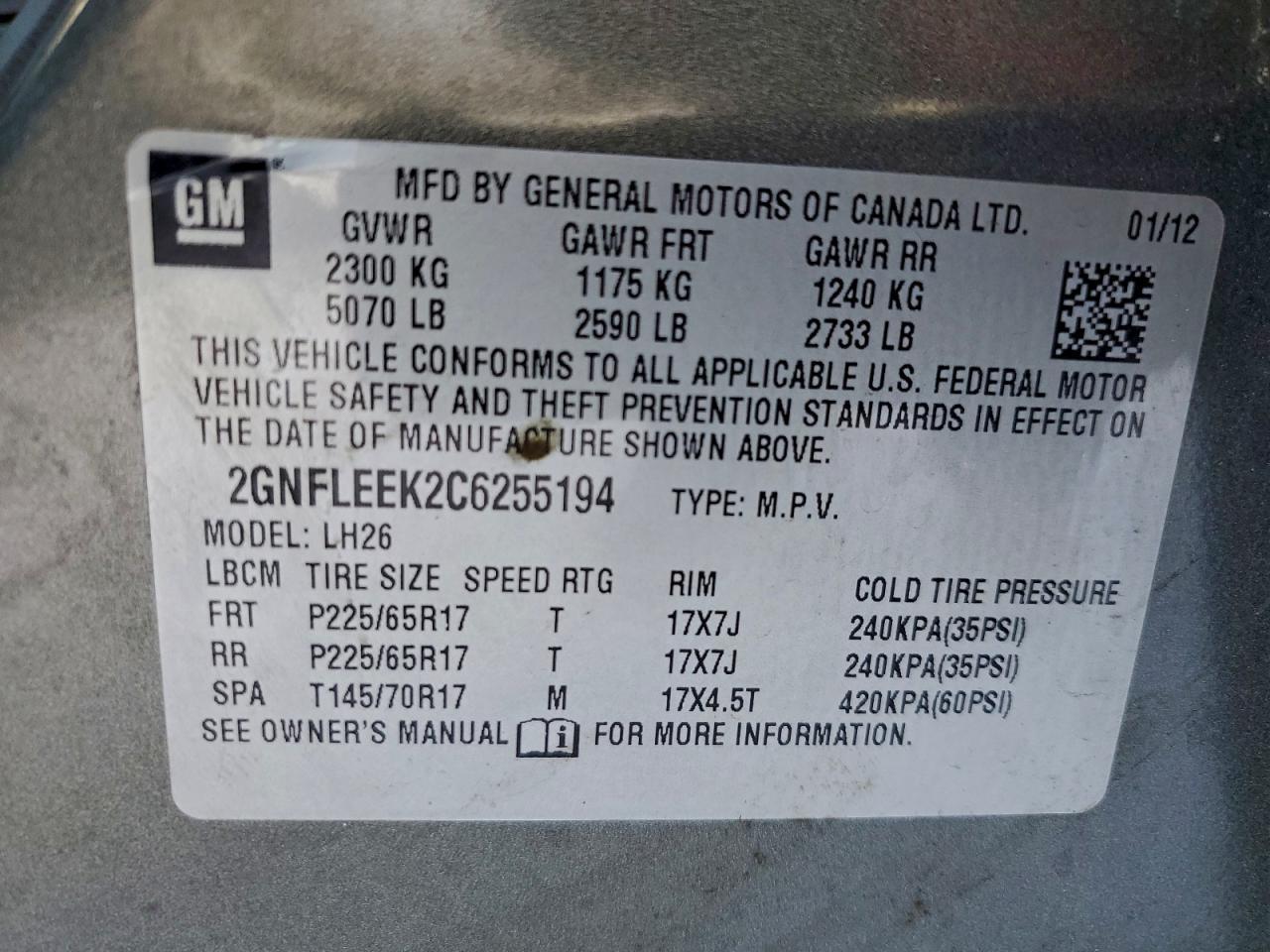 2012 CHEVROLET EQUINOX