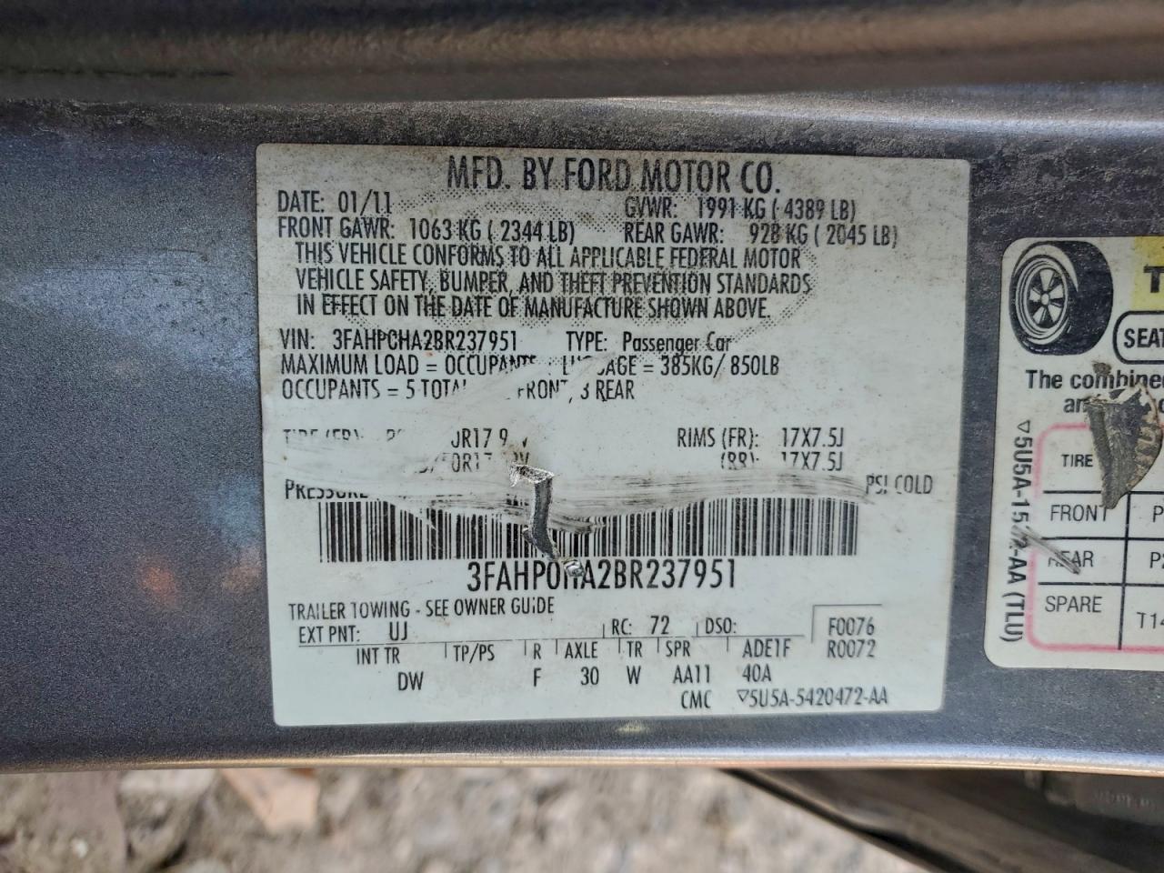 2011 FORD FUSION