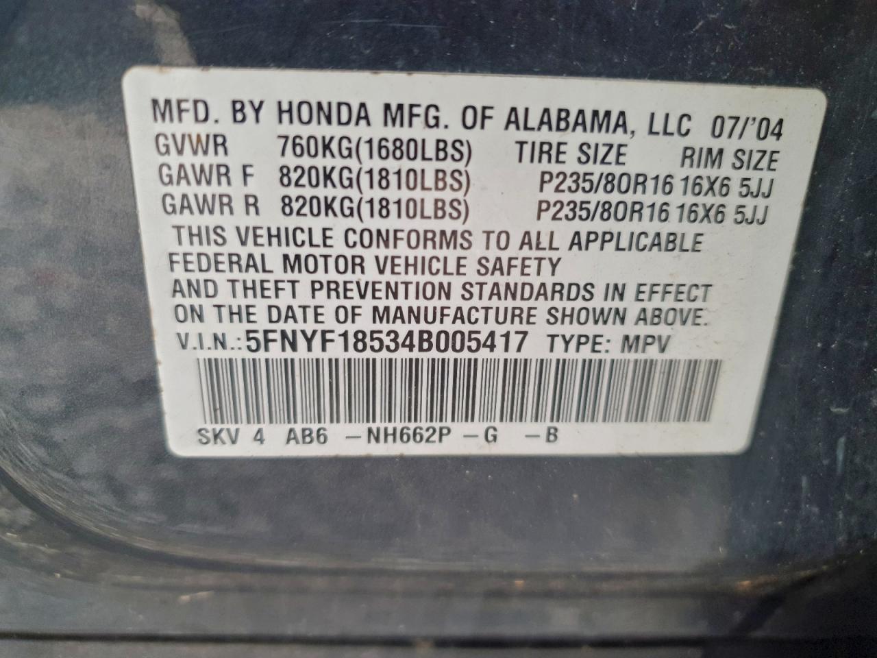 2004 HONDA PILOT