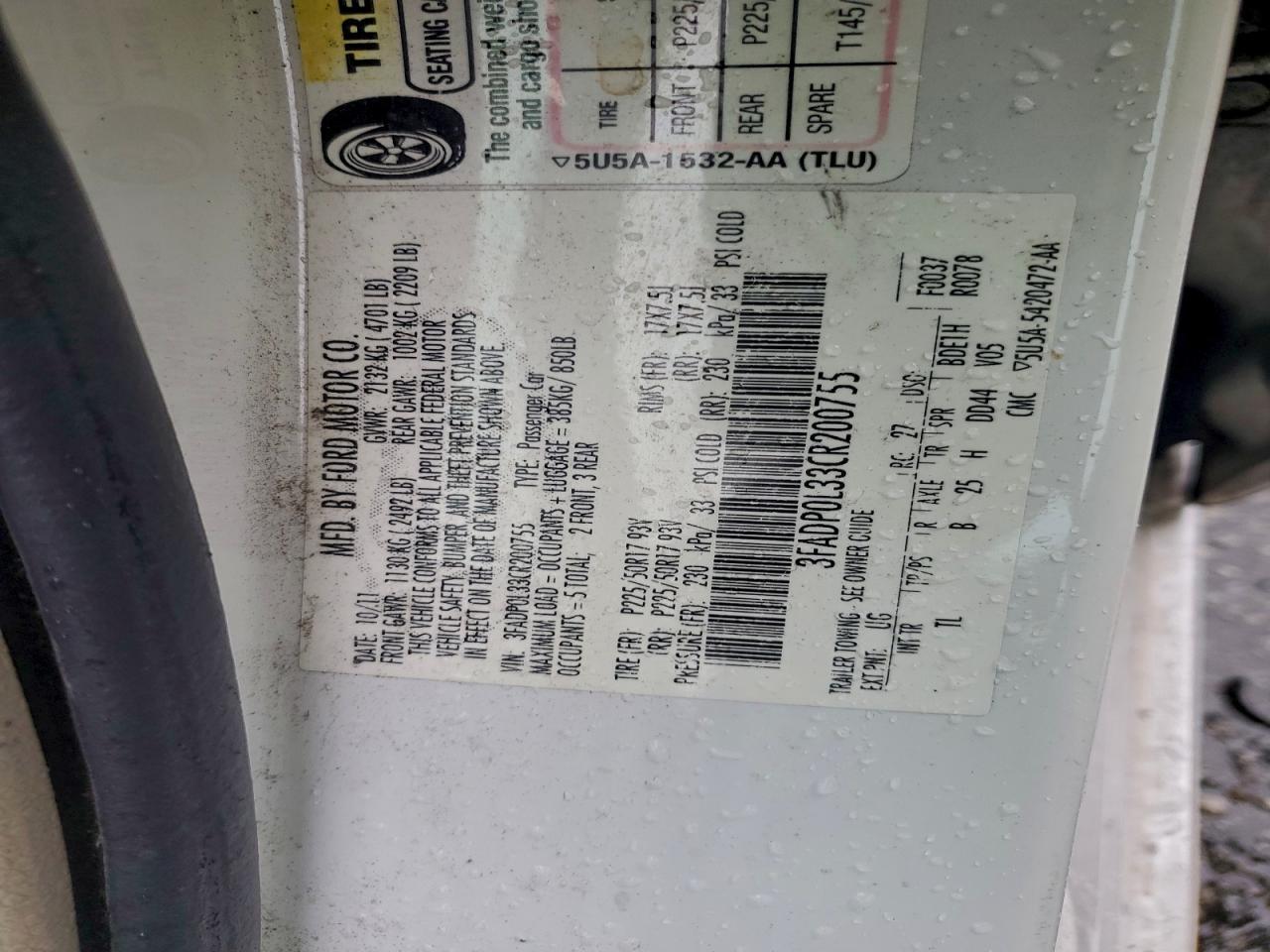 2012 FORD FUSION