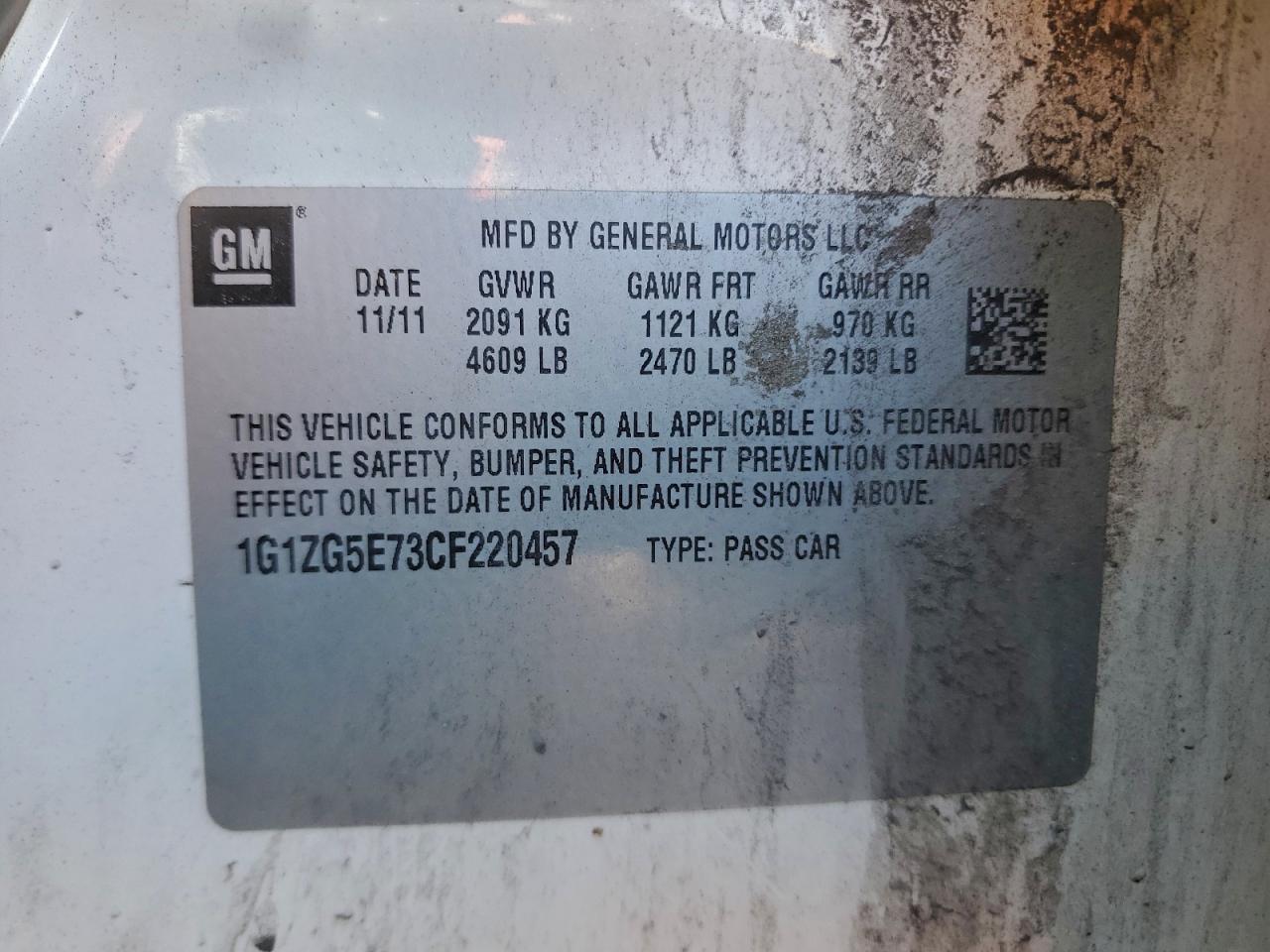 2012 CHEVROLET MALIBU