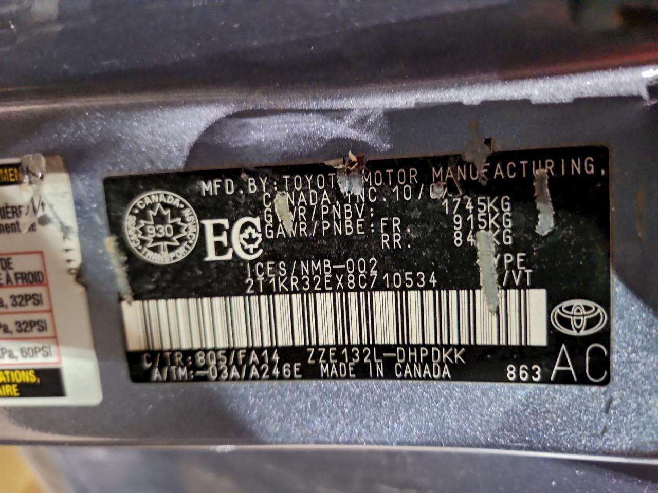 2008 TOYOTA COROLLA