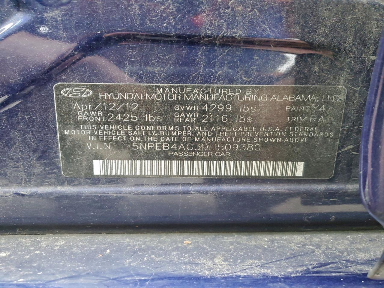 2013 HYUNDAI SONATA