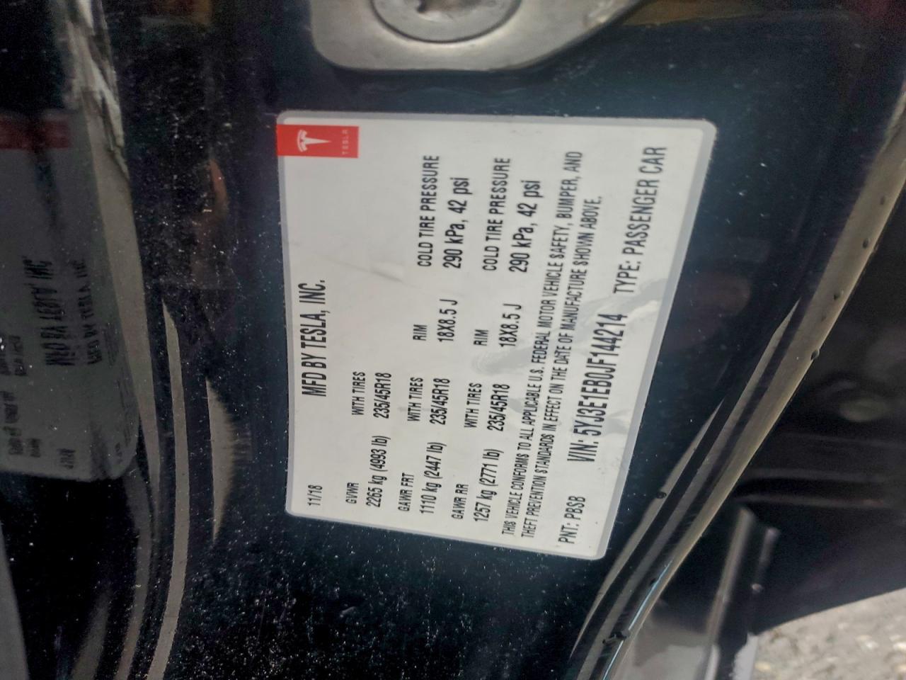 2018 TESLA MODEL 3
