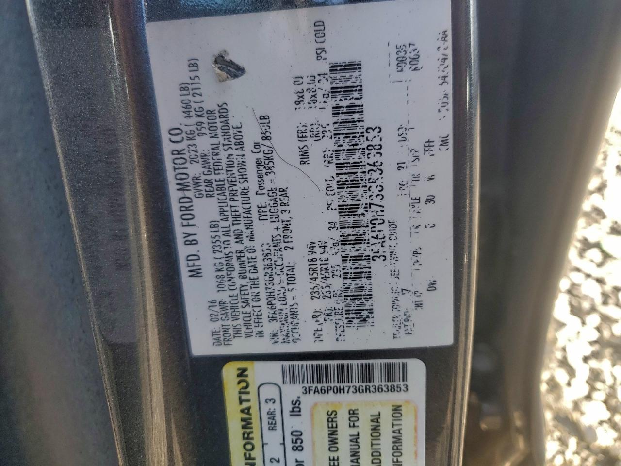2016 FORD FUSION