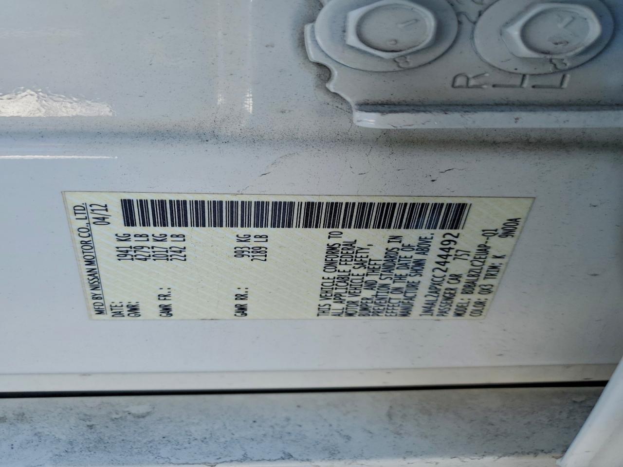 2012 NISSAN ALTIMA