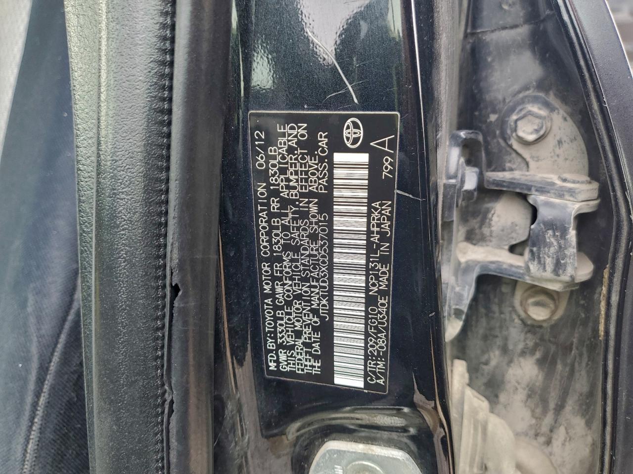 2012 TOYOTA YARIS