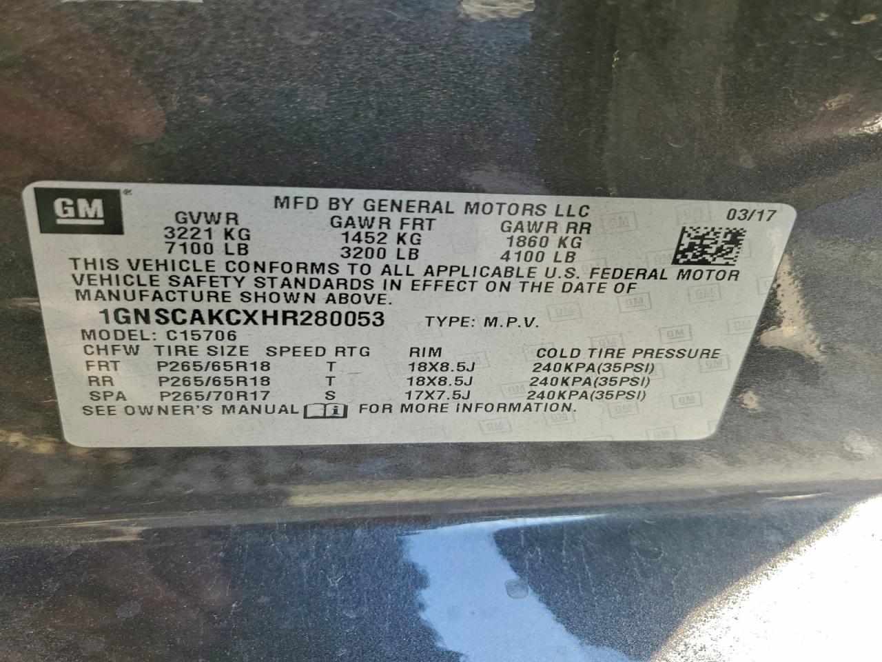 2017 CHEVROLET Tahoe