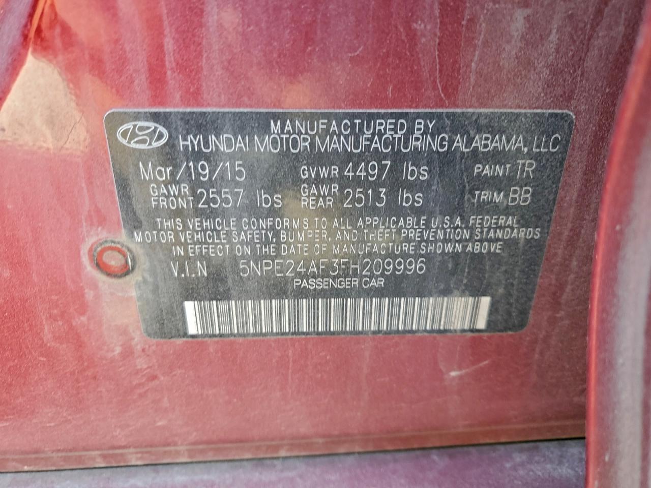 2015 HYUNDAI SONATA