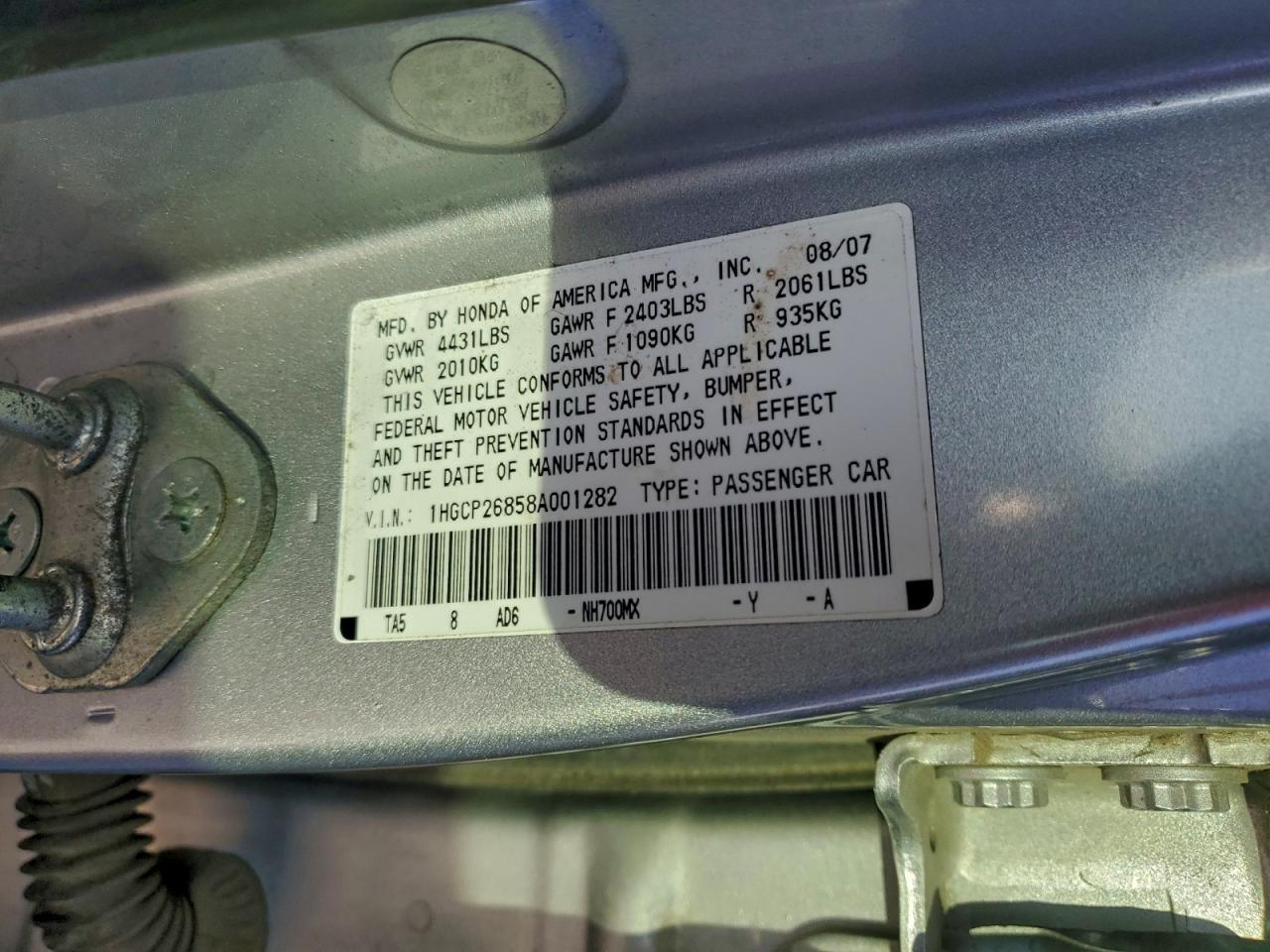 2008 HONDA ACCORD