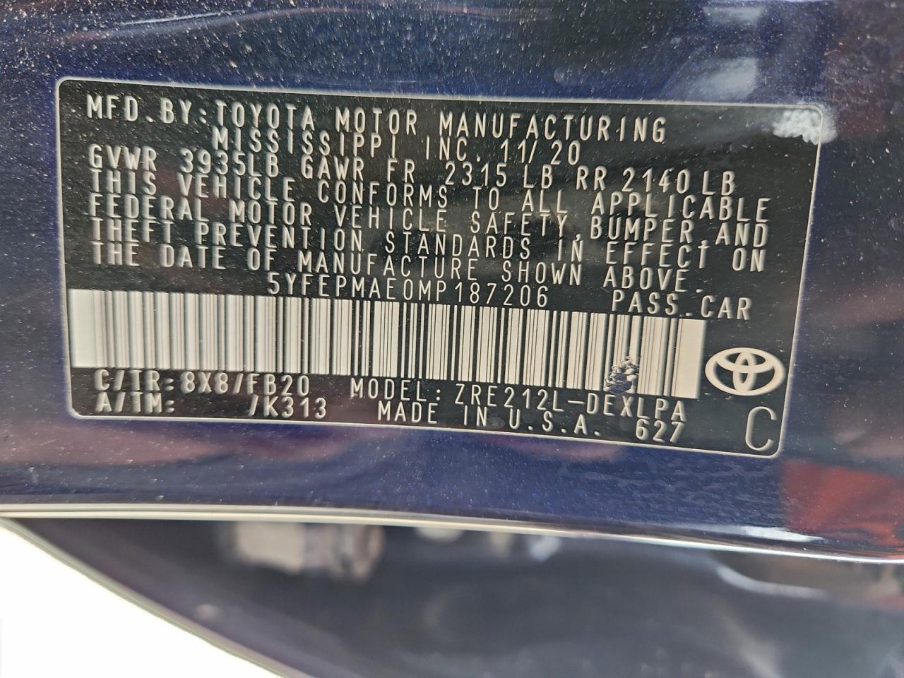 2021 TOYOTA COROLLA
