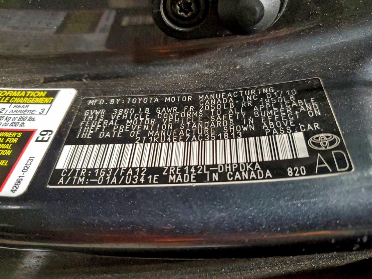 2010 TOYOTA COROLLA