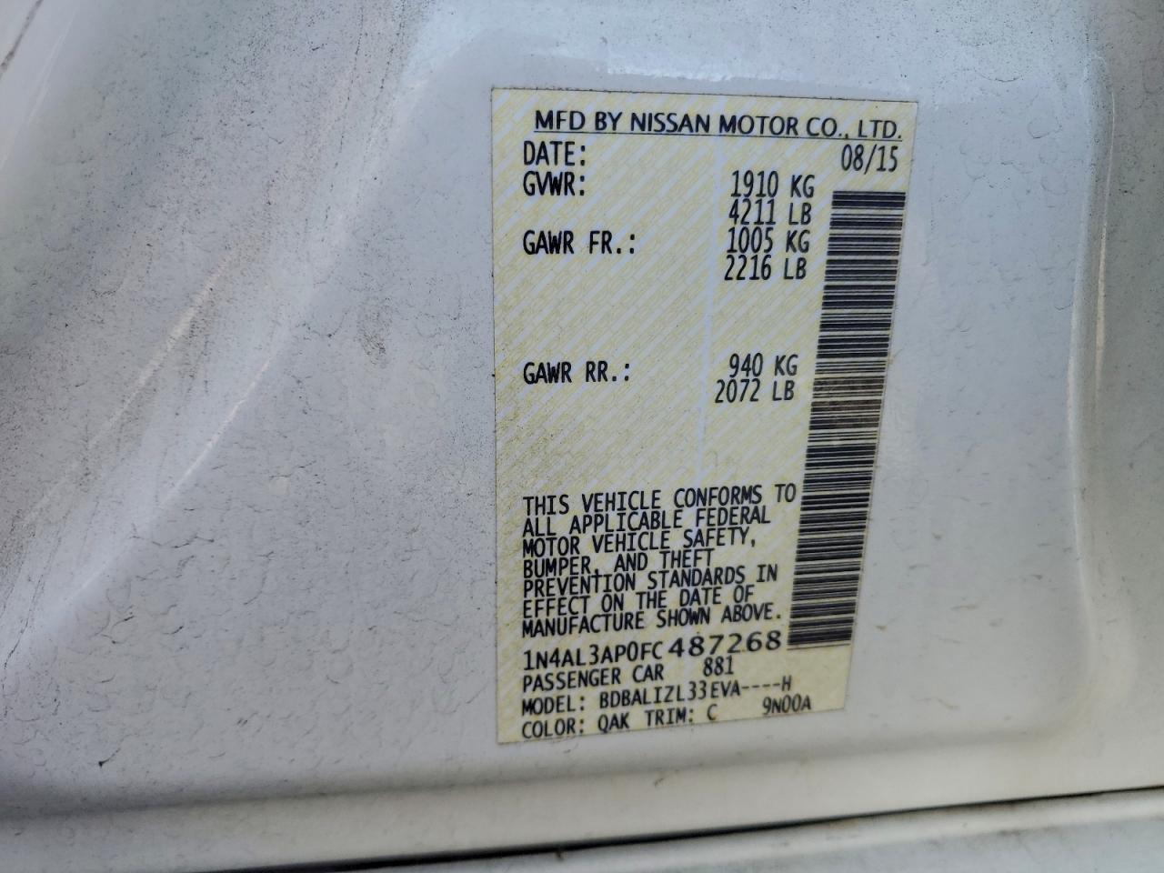 2015 NISSAN ALTIMA