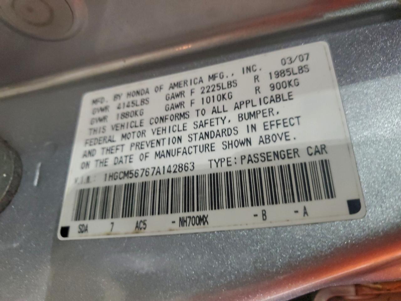 2007 HONDA ACCORD