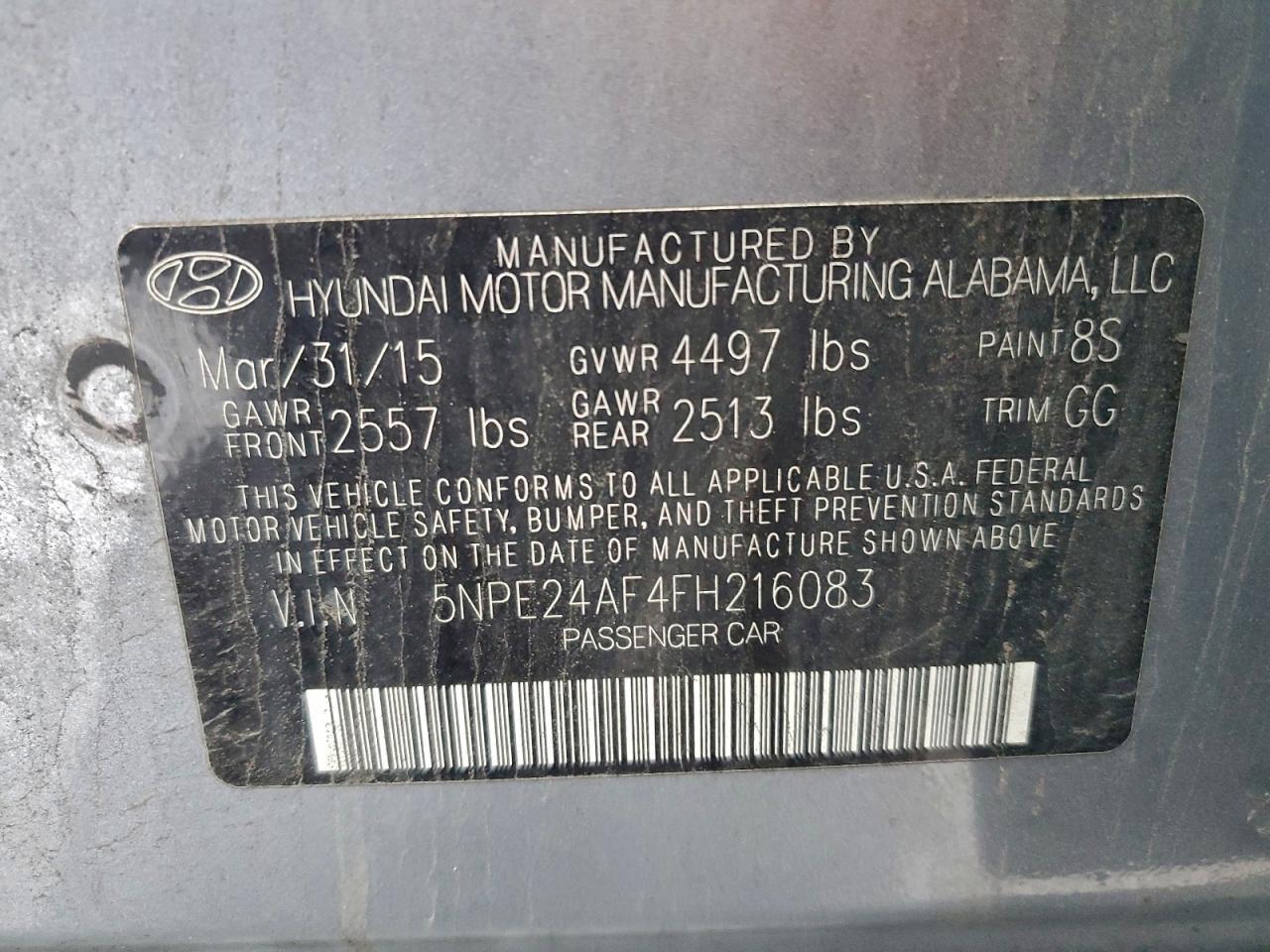 2015 HYUNDAI SONATA