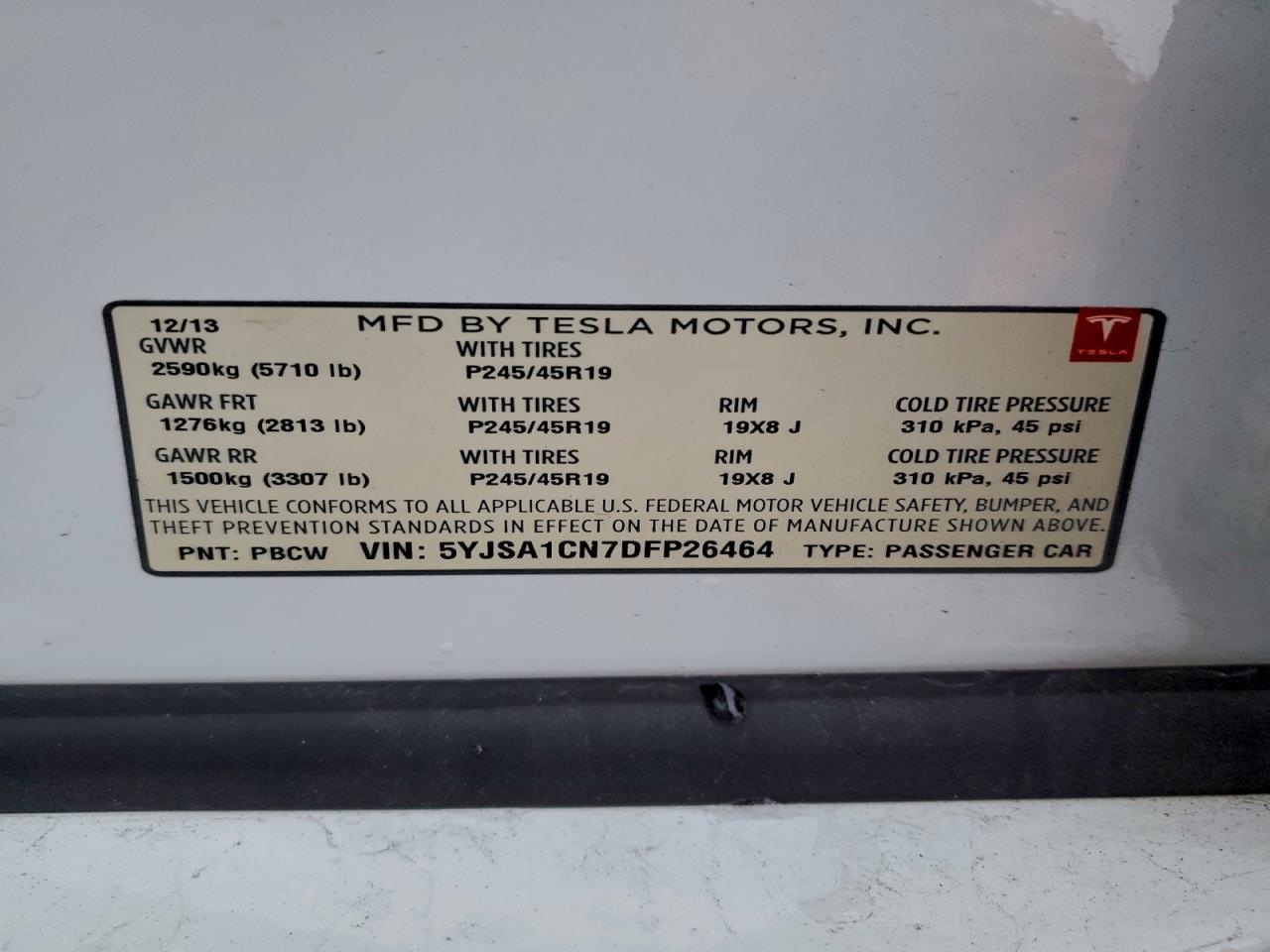 2013 TESLA MODEL S