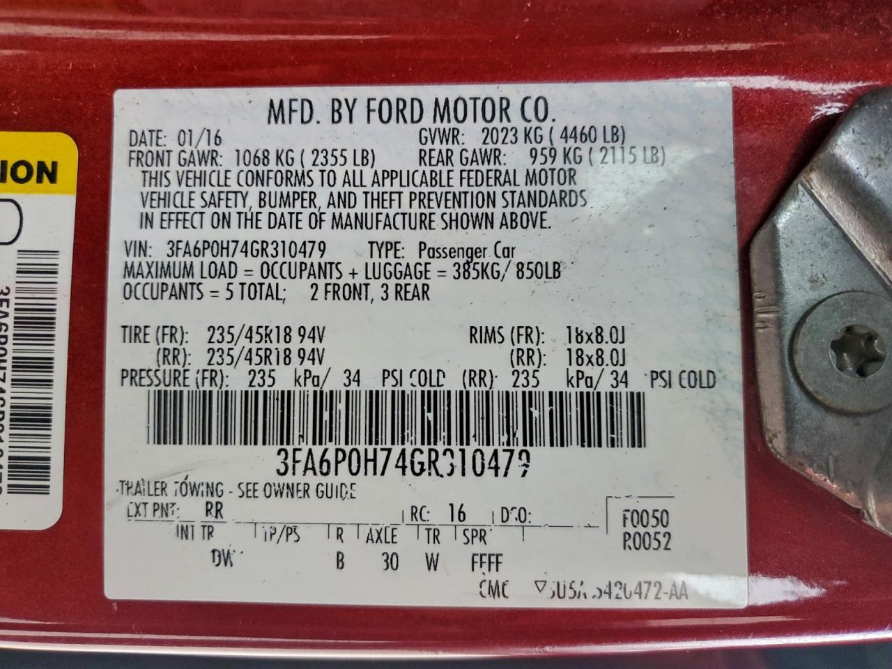 2016 FORD FUSION