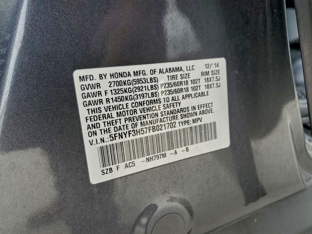2015 HONDA PILOT