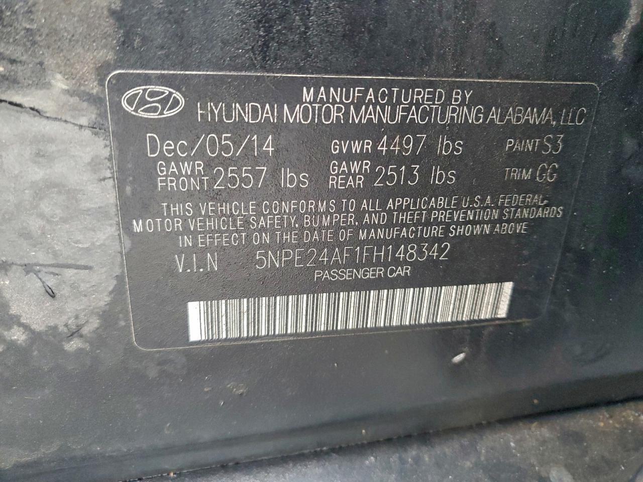 2015 HYUNDAI SONATA