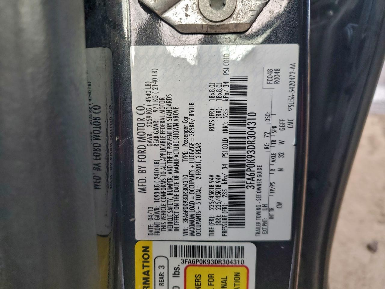 2013 FORD FUSION