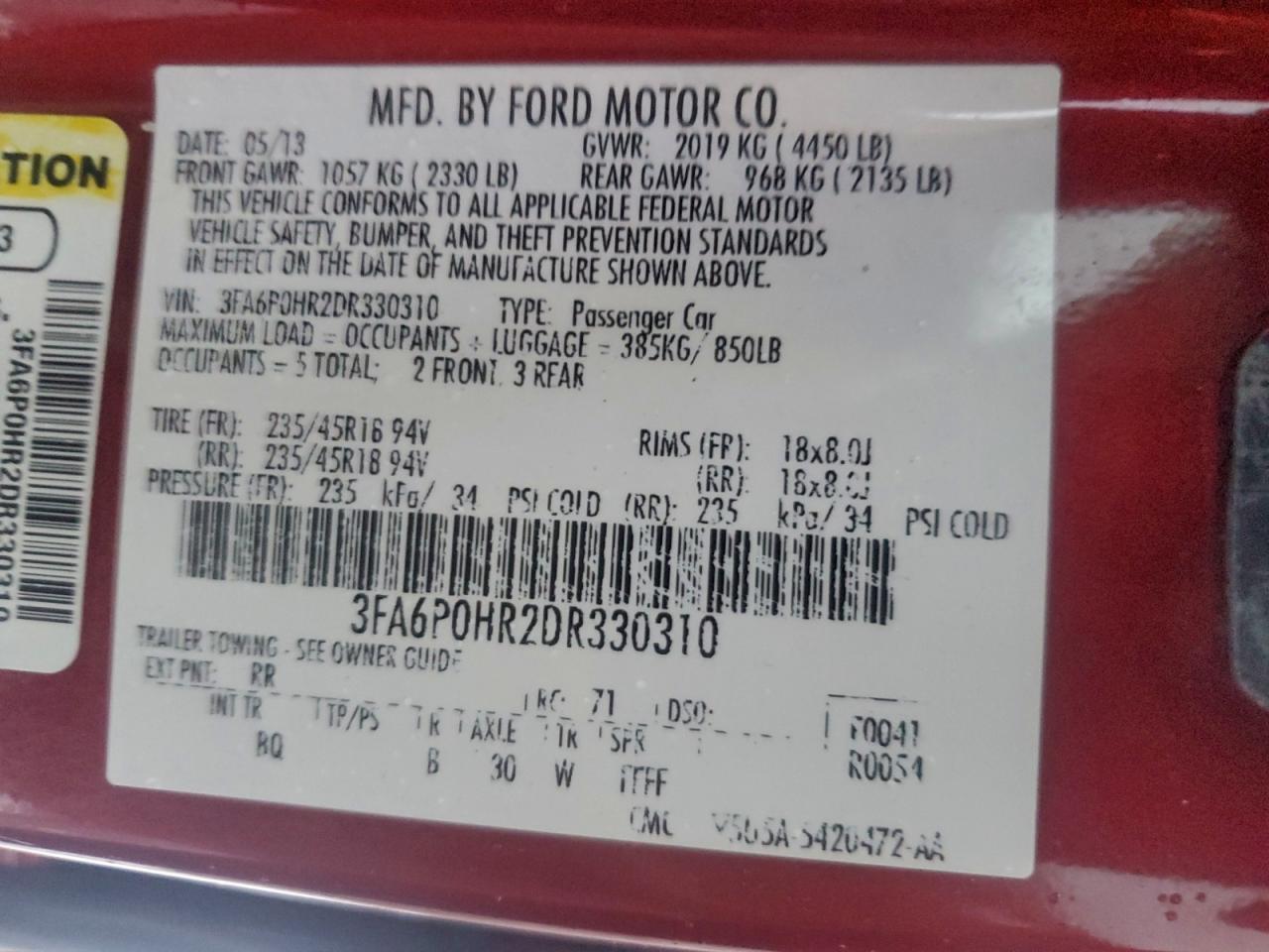 2013 FORD FUSION