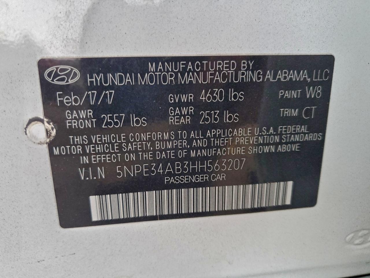 2017 HYUNDAI SONATA
