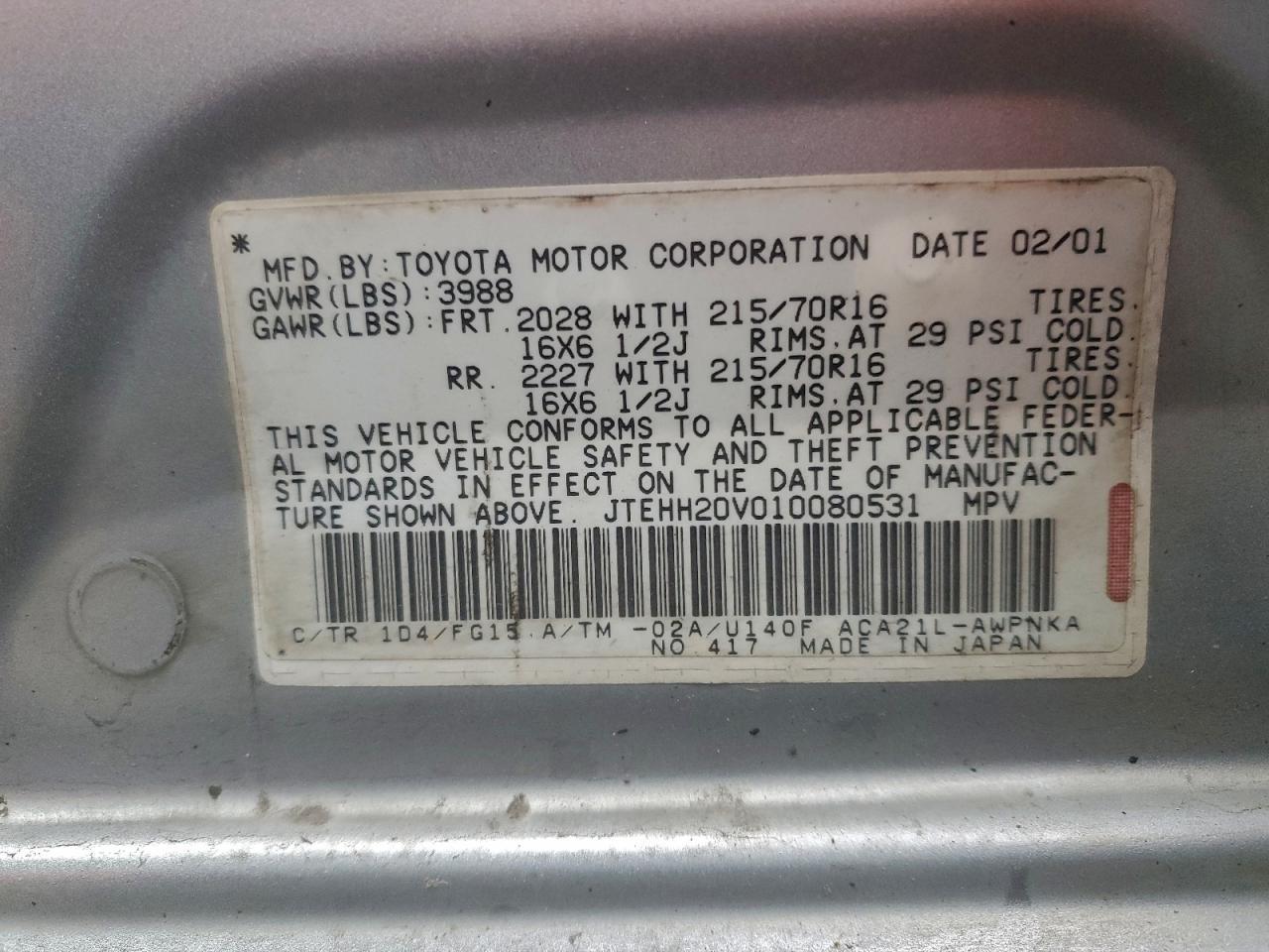 2001 TOYOTA RAV4