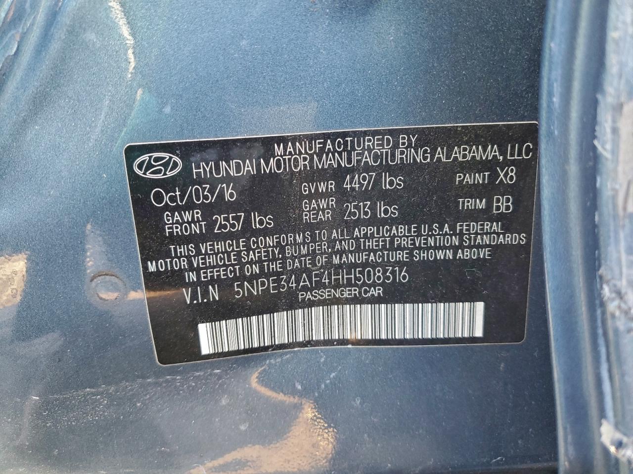 2017 HYUNDAI SONATA