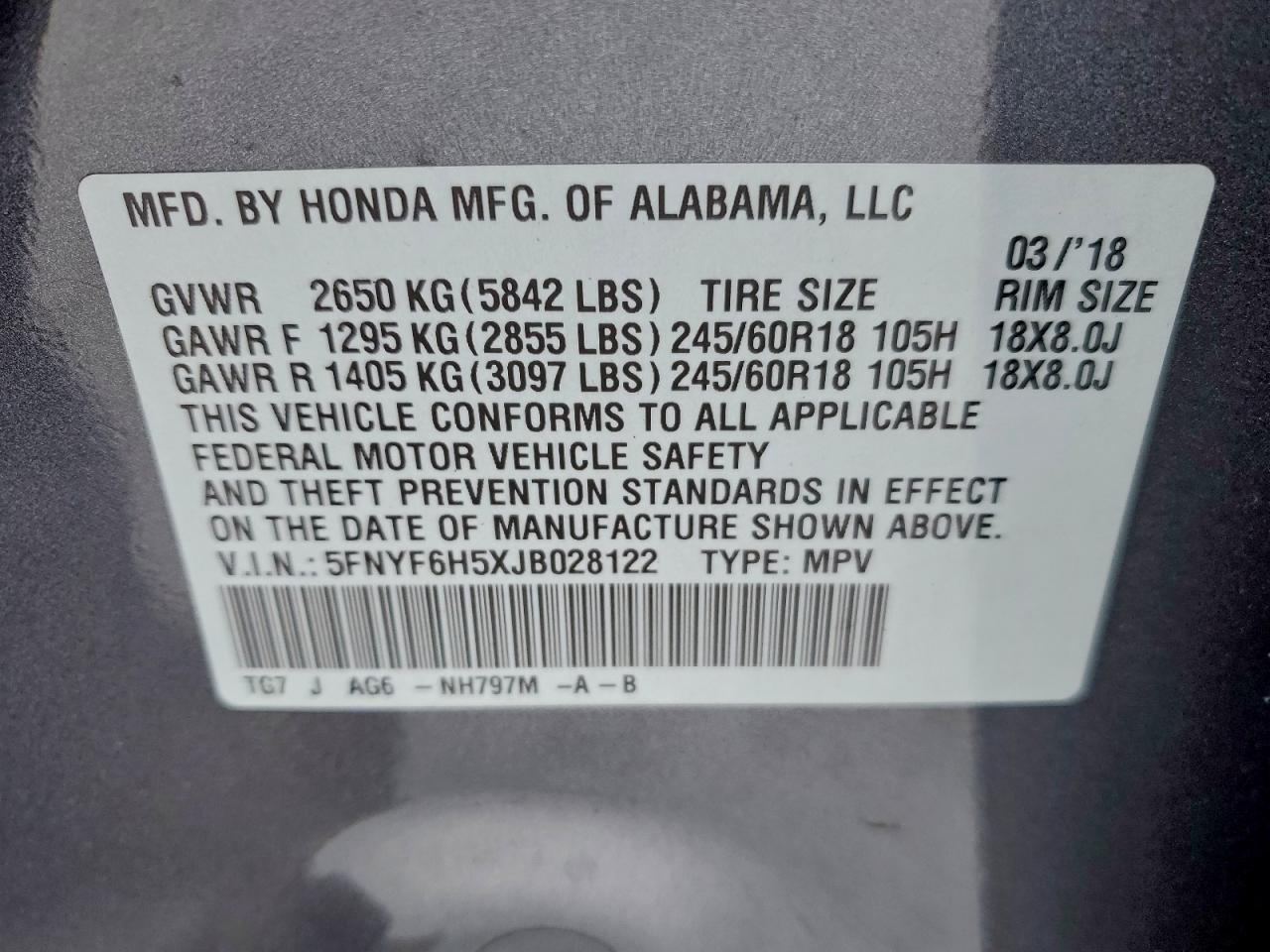 2018 HONDA PILOT
