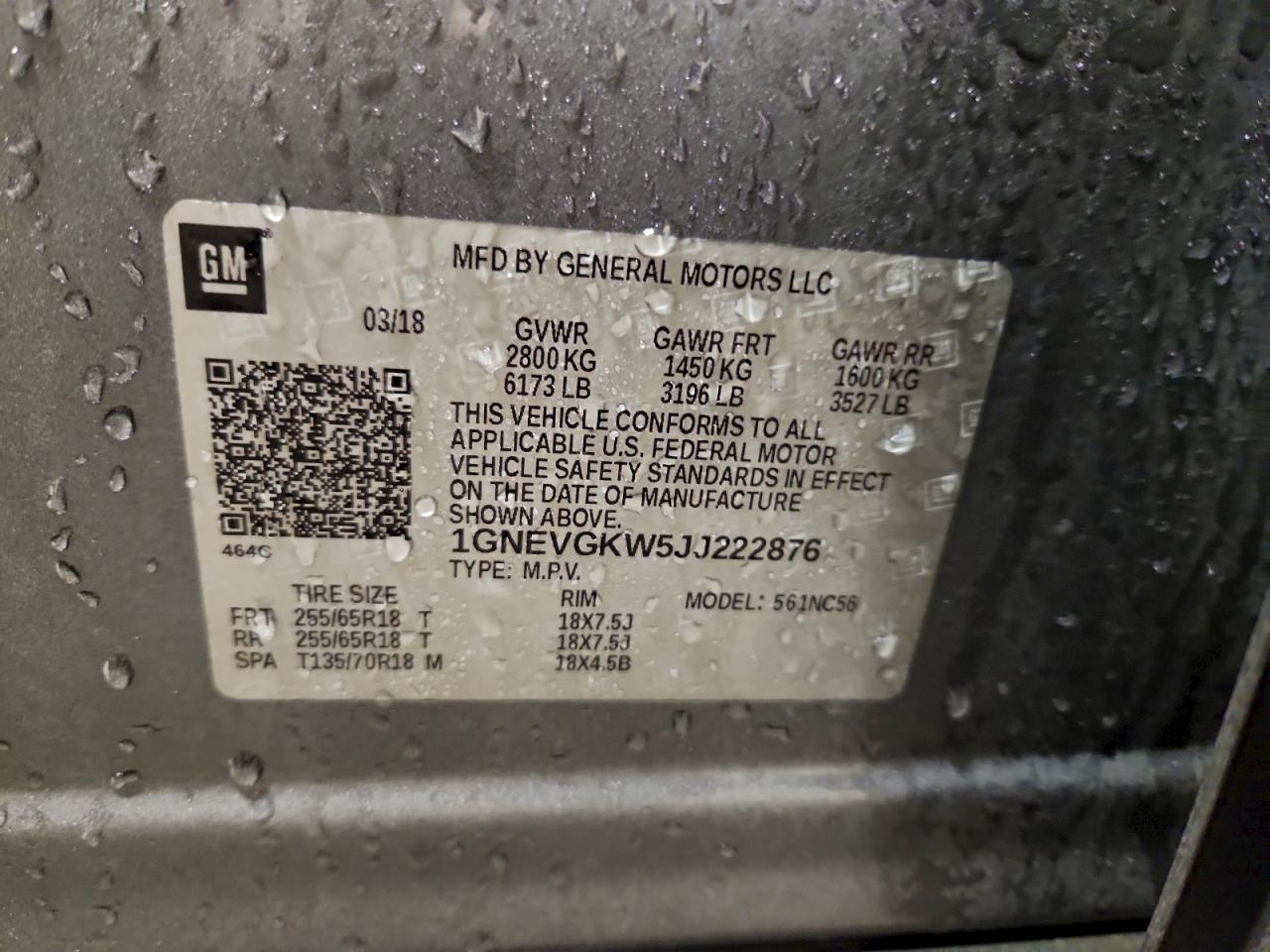 2018 CHEVROLET TRAVERSE