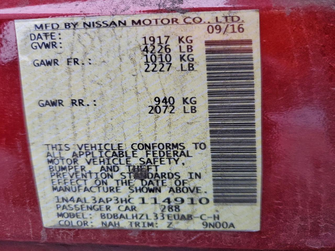 2017 NISSAN ALTIMA