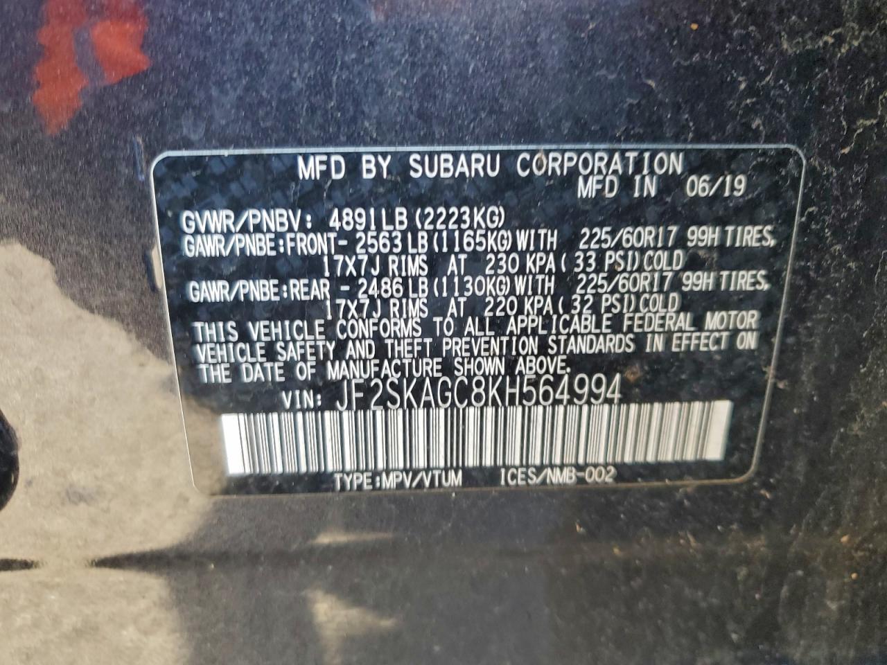 2019 SUBARU FORESTER