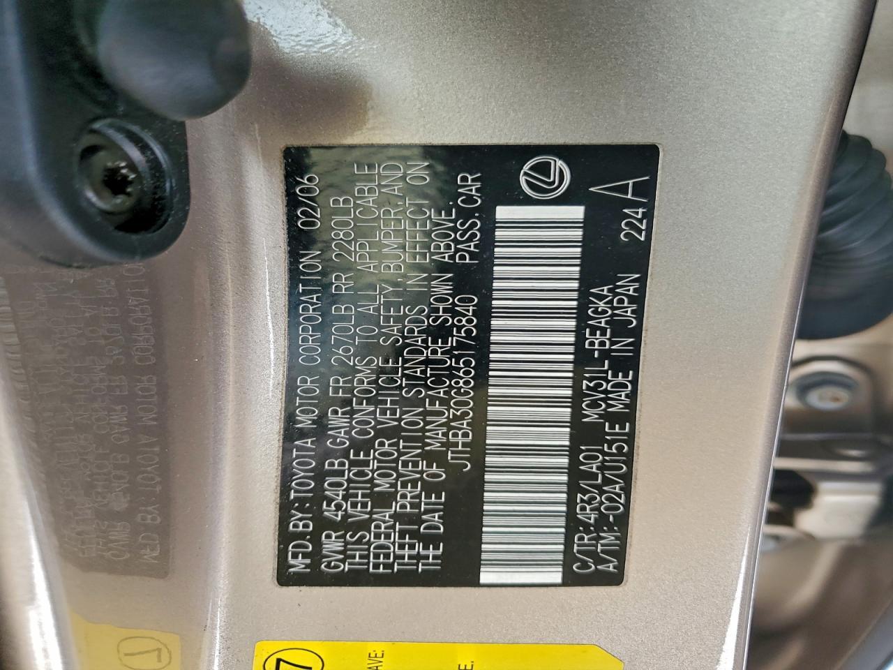 2006 LEXUS ES 330
