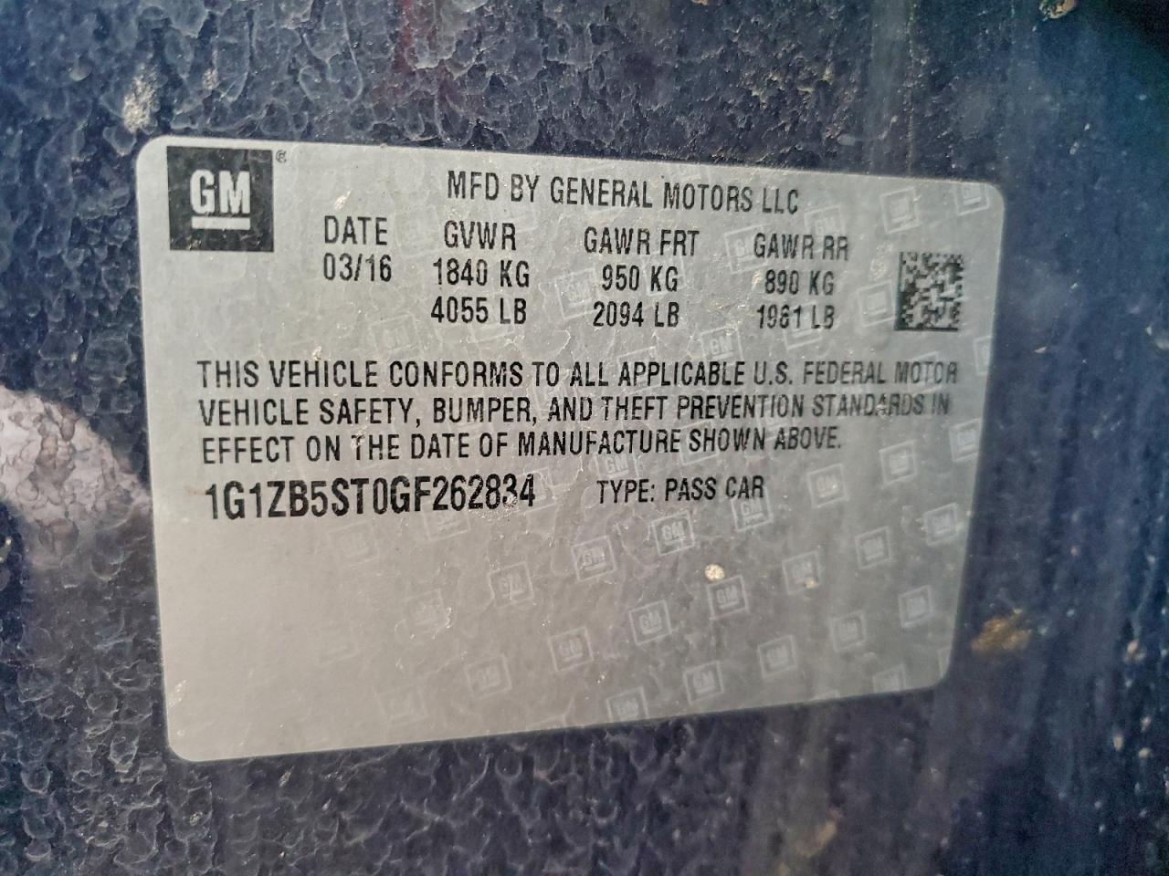 2016 CHEVROLET MALIBU