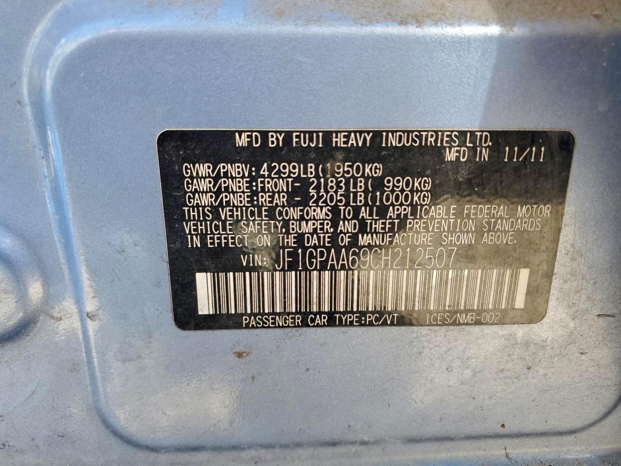 2012 SUBARU IMPREZA