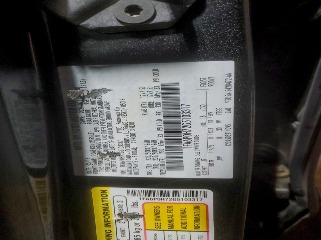 2016 FORD FUSION