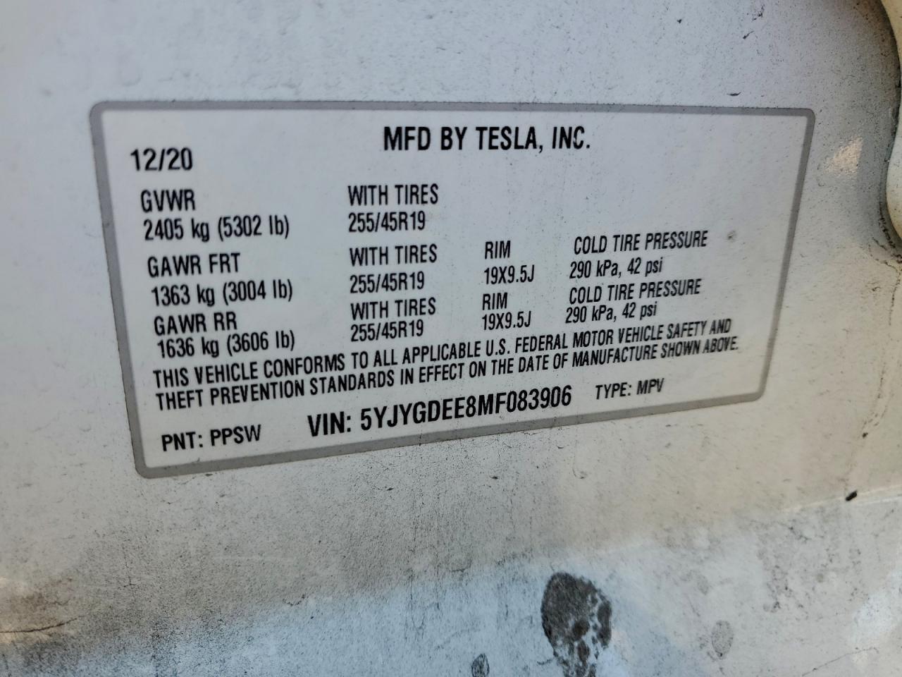 2021 TESLA MODEL Y