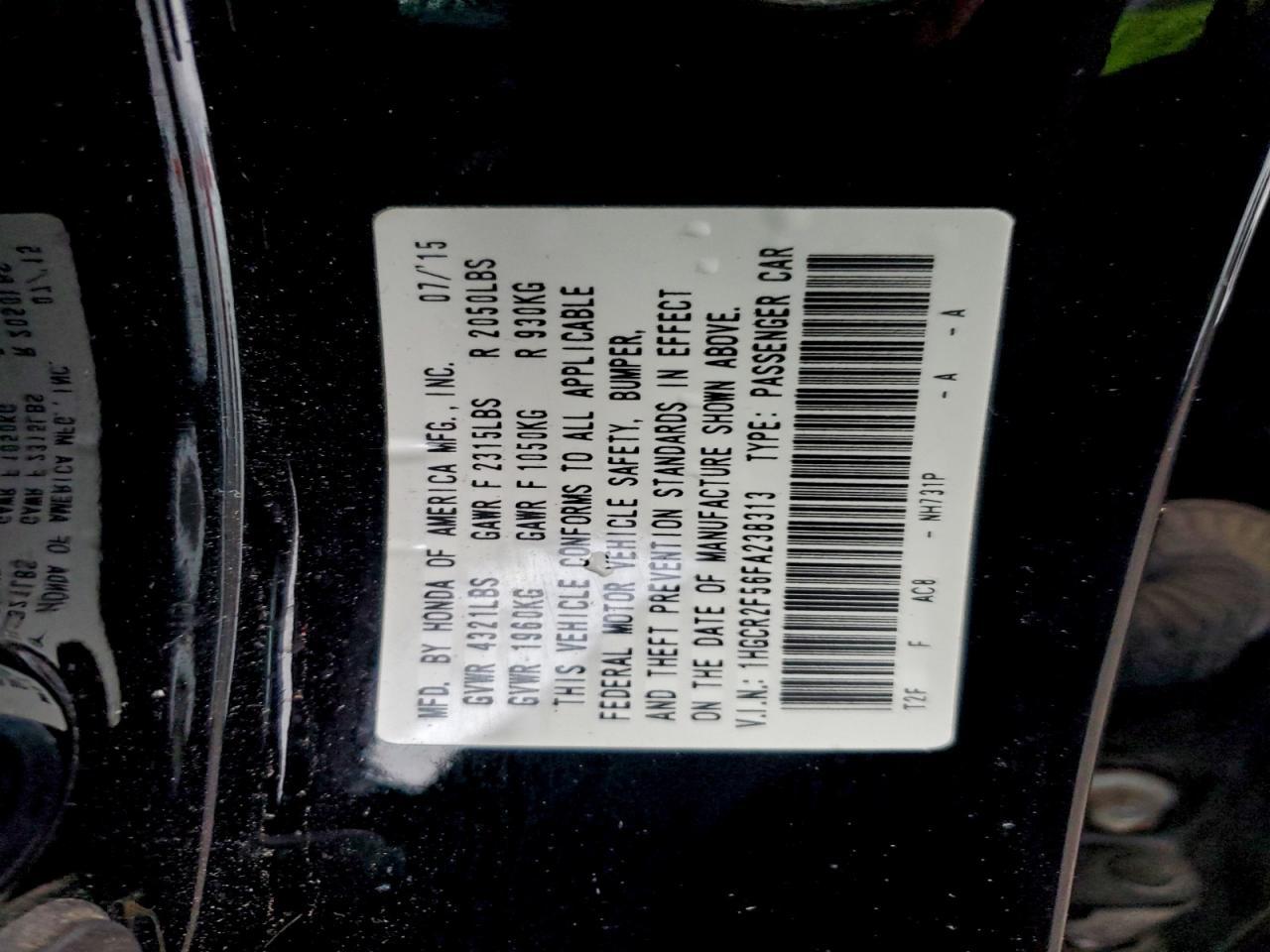 2015 HONDA ACCORD