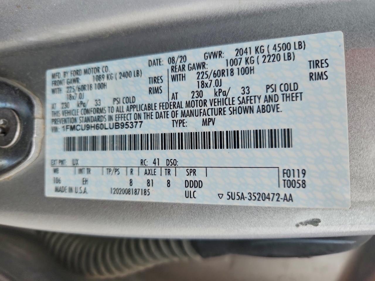 2020 FORD ESCAPE