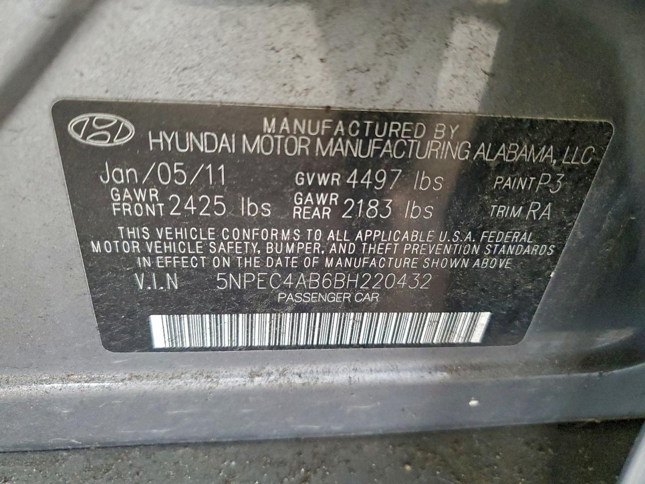 2011 HYUNDAI SONATA