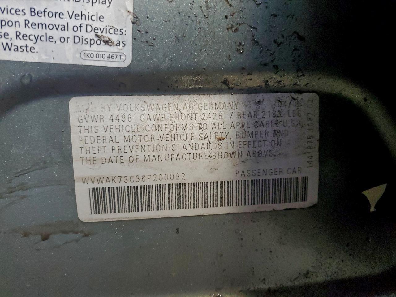2006 VOLKSWAGEN Passat